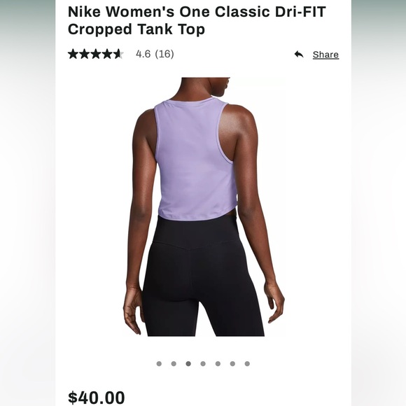 Nike Women's One Classic Dri-FIT Cropped Tank Top - LILAC BLOOM - Picture 5 of 7